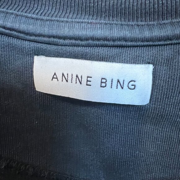 Anine Bing Jace Viper Sweatshirt in Washed Black Size Large - Picture 7 of 10